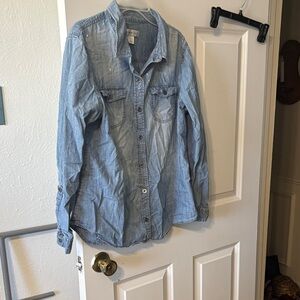 Christopher & Banks Light Blue Denim Button-Down Shirt